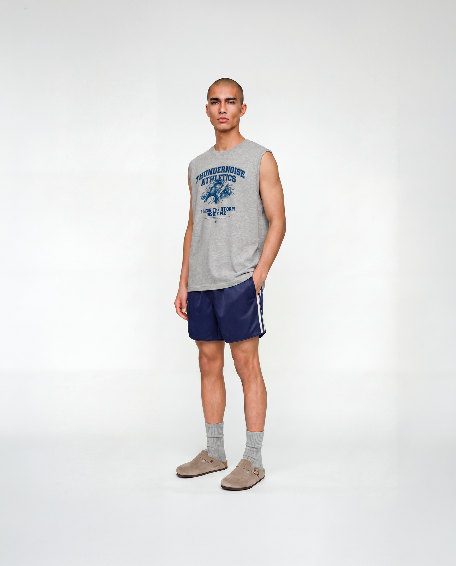 Storm Within Tank Top Grey - Model Front — View 2
