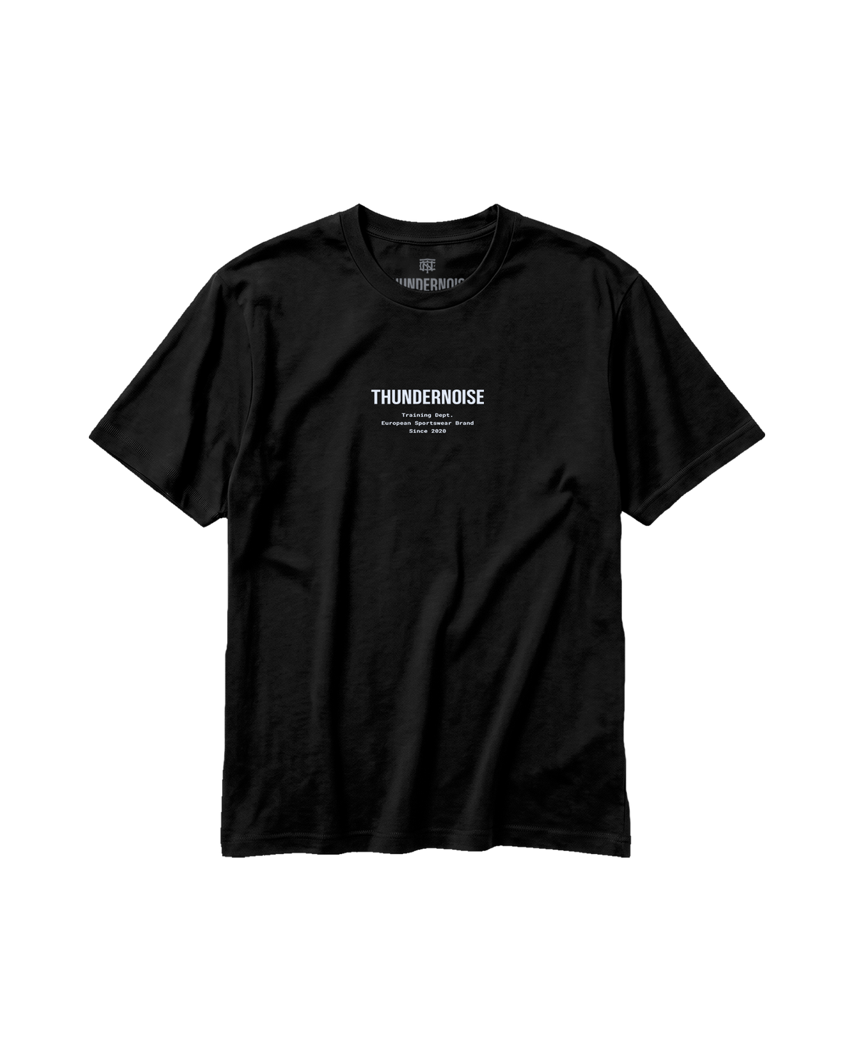 Training Dept. triblend t-shirt in black — front with the THUNDERNOISE wordmark over the Training Dept. line at the chest — View 6
