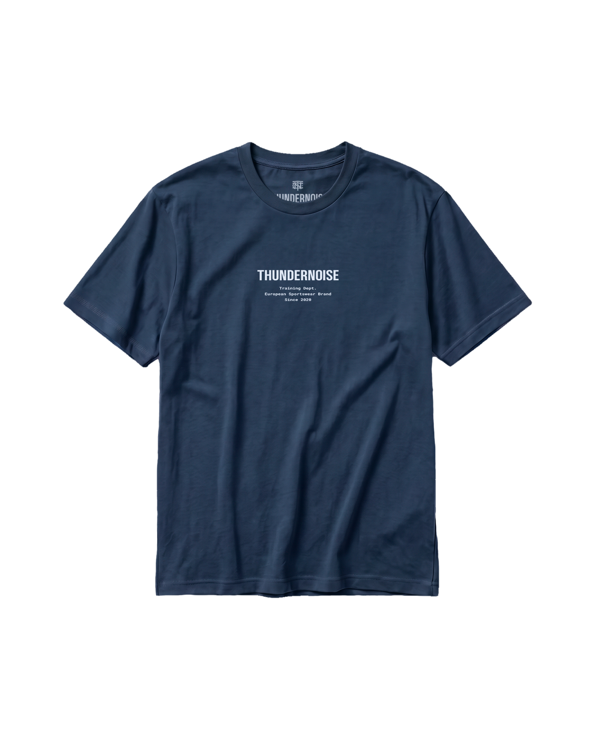 Training Dept. triblend t-shirt in french navy heather — front with the THUNDERNOISE wordmark over the Training Dept. line at the chest — View 6
