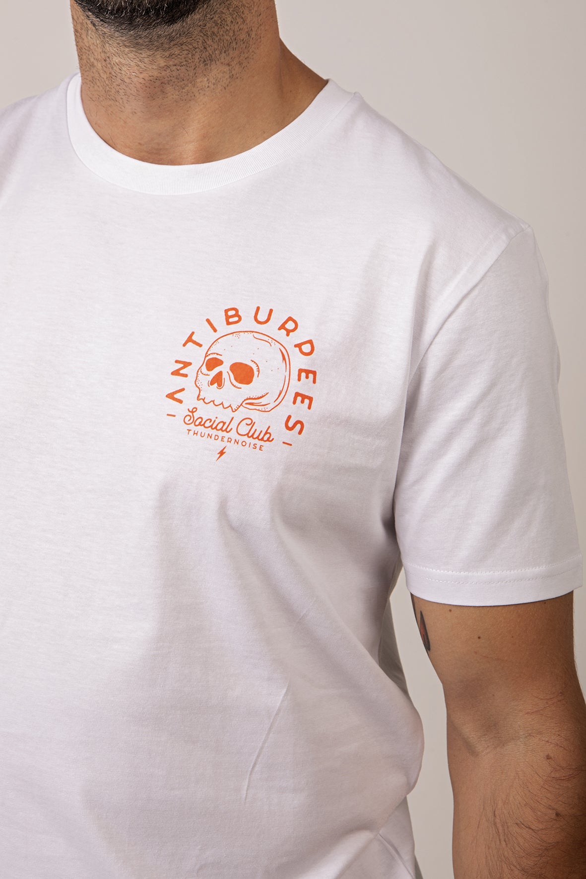 Antiburpees Social Club (Orange) - T-Shirt - White — View 2
