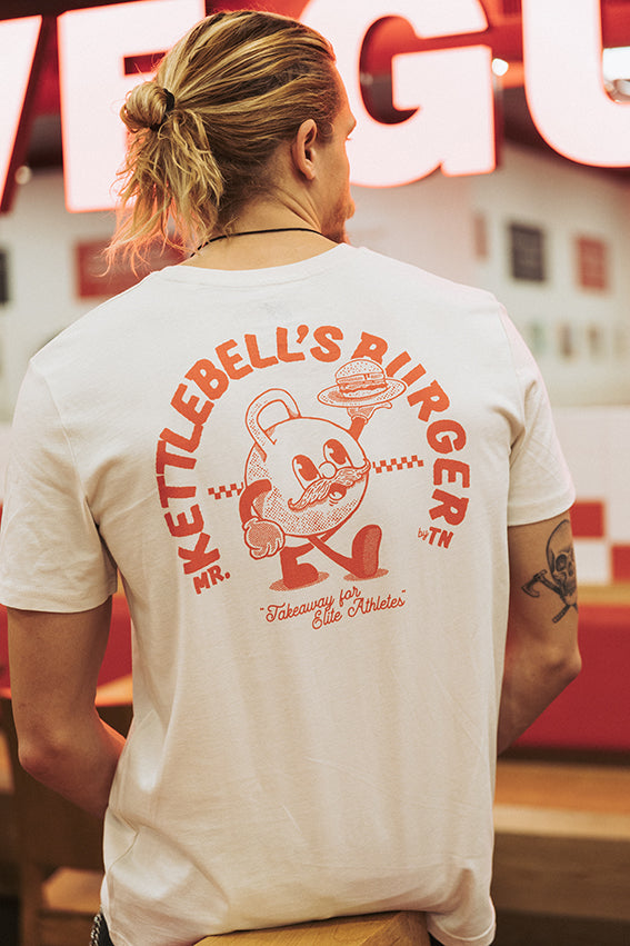 Mr. Kettlebell's Burger T-shirt - Vintage White